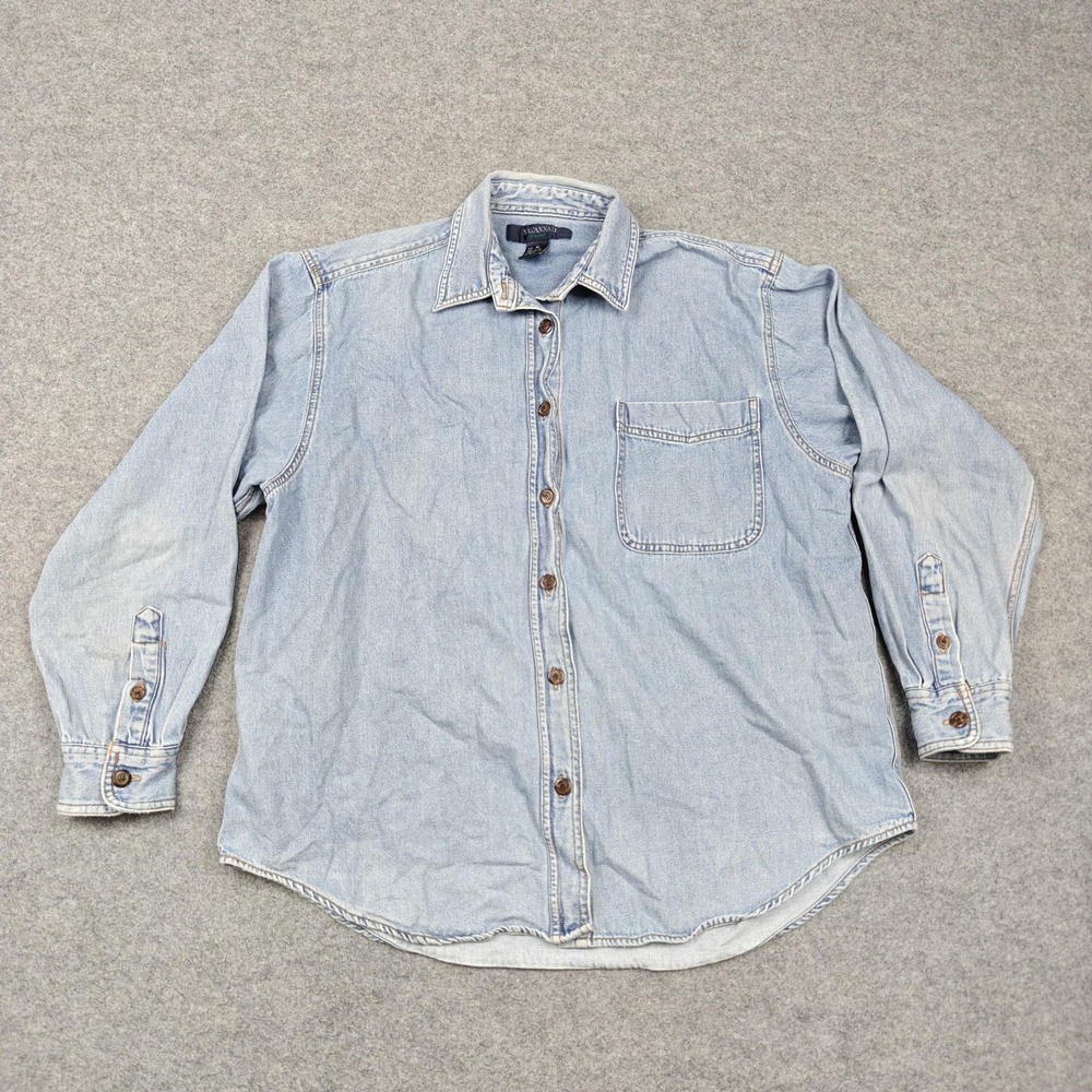 Vintage Savannah Casual Shirt Mens Medium Blue Denim Long Sleeve Button Up